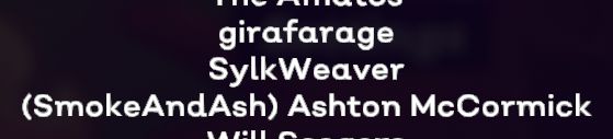 My username, SylkWeaver, in the spirit swap credits