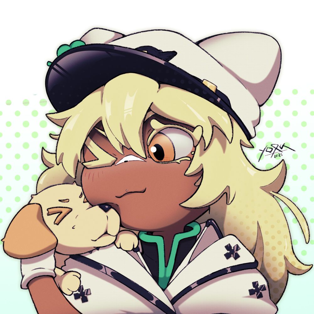 Ramlethal Valentine and her dog cuddling, while looking at each other.