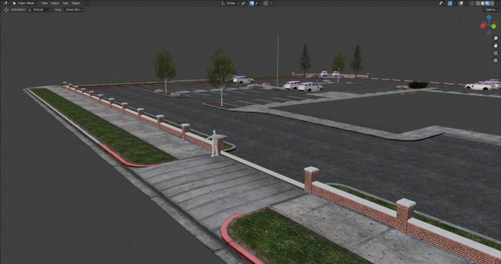 Blender Screenshot of short brick wall