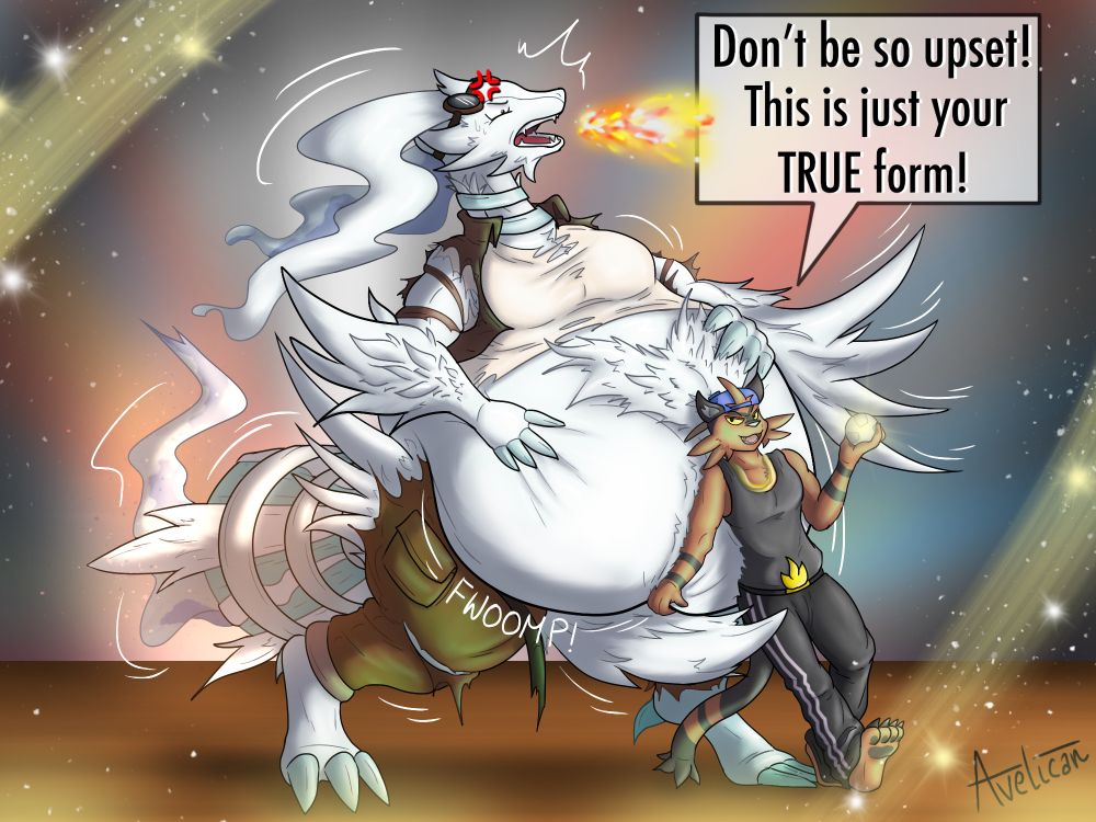 Keahi, the rapping anthro Torracat, turns Lupe into a plus sized Reshiram! 