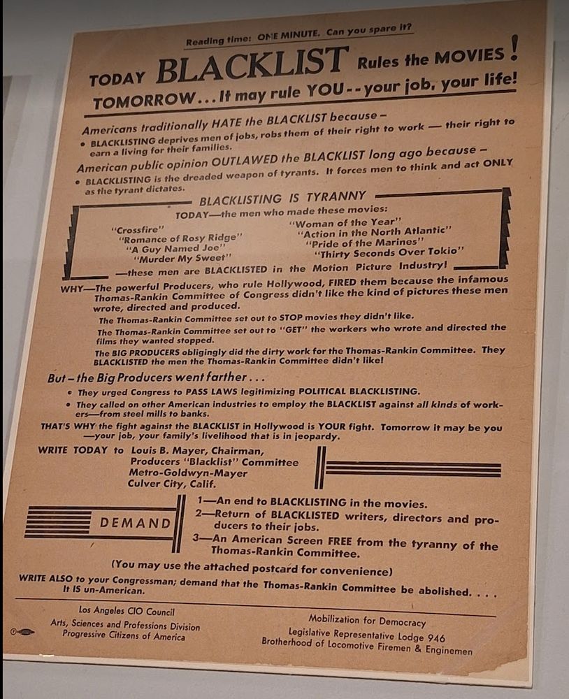 Today Blacklist Rules the Movies! Tomorrow...it may rule You your job, your life!

Poster protesting the Blacklist