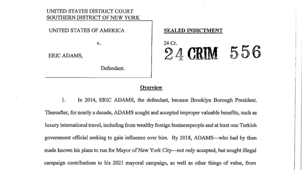 Read the Eric Adams Indictment