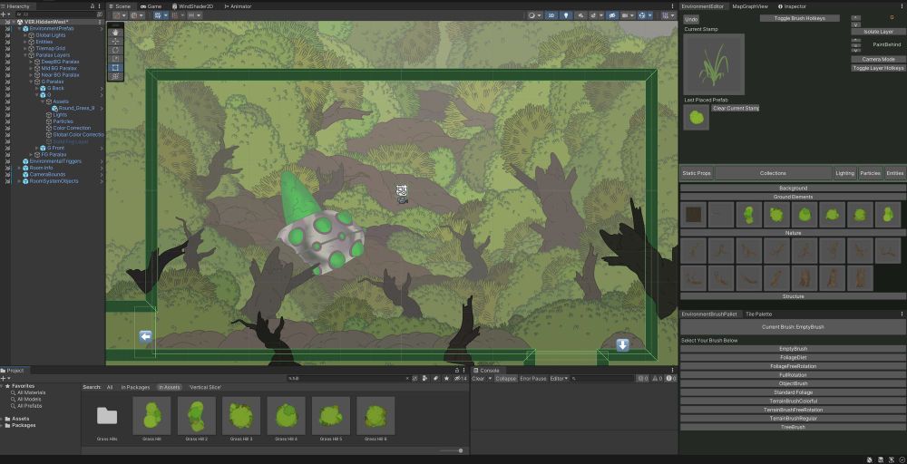 Furnishing the hand-drawn world of #Gnomad with thousands of sprite assets can really take it out of you. 

That's why we built a custom environment editor tool in @Unity.com that helps us manage thousands of sprites in every room.

#indiedev #indiegame #WholesomeGames #gamedev #GamedevShowcase

