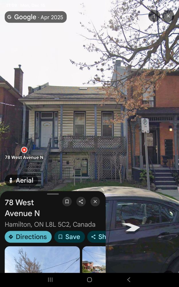 Google map image of 78 west avenue north.

An ugly semi-detached building covered in cheap siding and with obvious roof damage. 