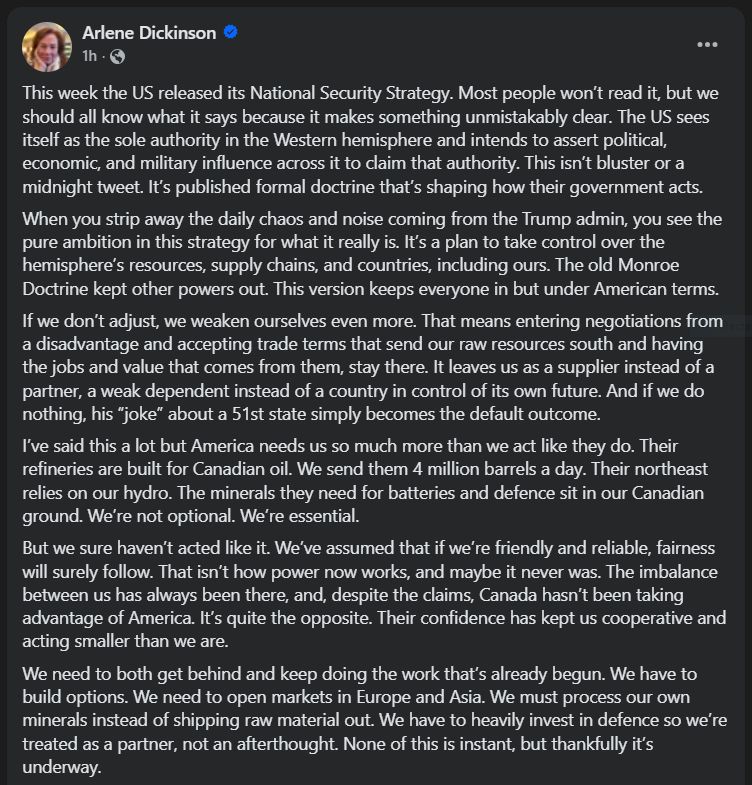 This week the US released its National Security Strategy by Arlene Dickinson page 1