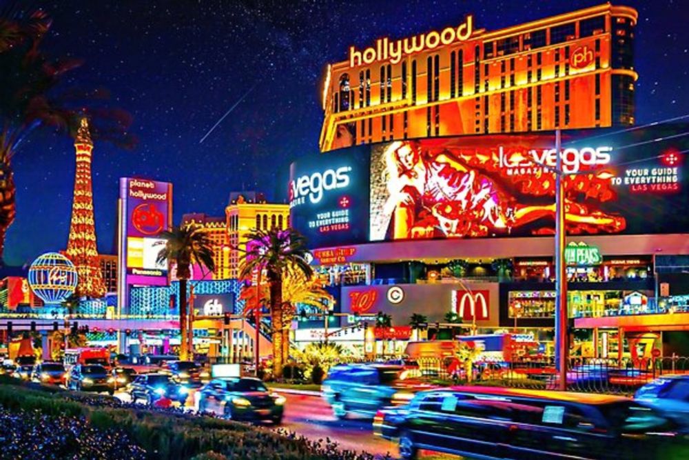 Night lights on Las Vegas Strip by travelways | Redbubble