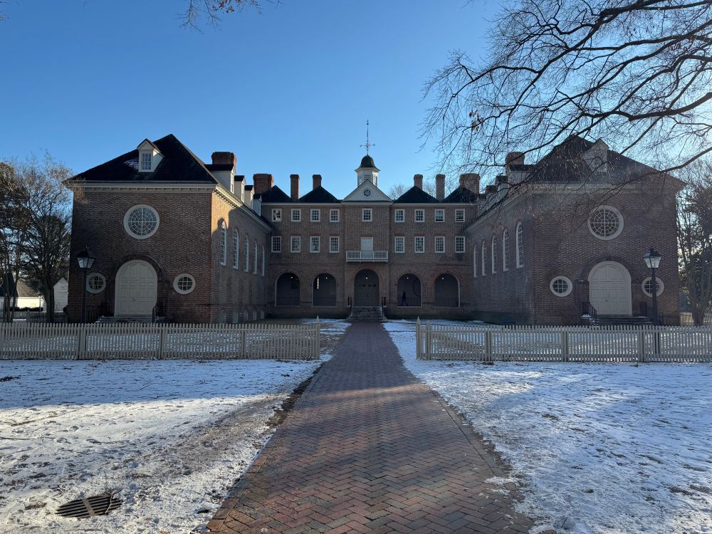 Snow covered Wren building at the College of William & Mary