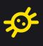 the bugmush logo (small circle with two dots for eyes and three little lines on either side representing bug limbs)