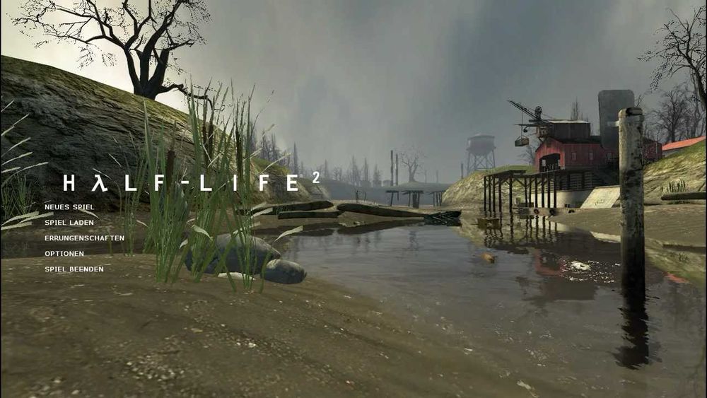 Main menu of Half-Life 2. In German for some reason, this is the only good screenshot I could quickly find
