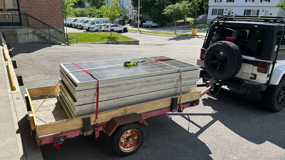 Trailer full of 330w solar panels.