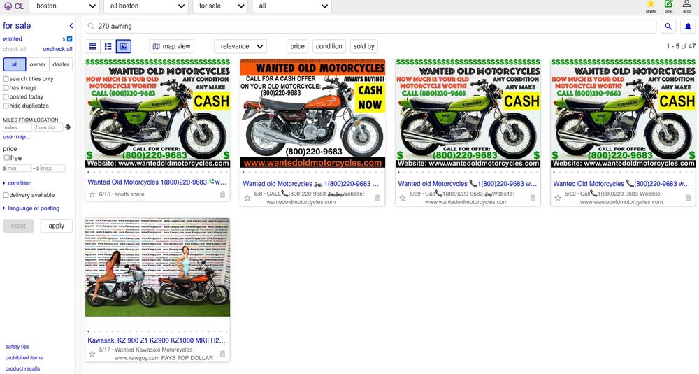 bad search results from craigslist.