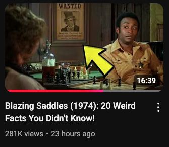 a nonexistent 'wanted' poster is edited into a blazing saddles thumbnail.
