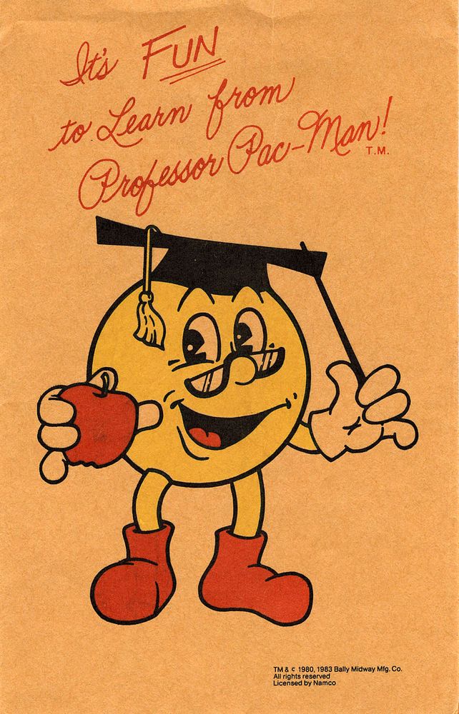 Professor Pac-Man arcade flyer with the tagline it's fun to learn from professor Pac-Man 