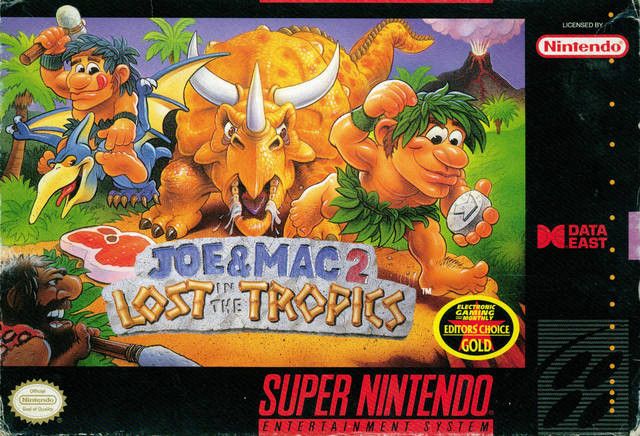 Joe and Mac 2 box art for the SNES 