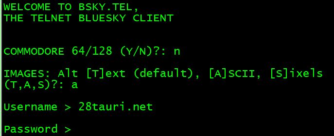 screenshot of a telnet session to bsky.tel a public telnet bsky bridge
