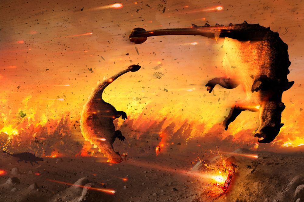 Ankylosaurs getting blown the fuck away by an asteroid strike