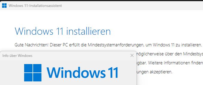 Ein Screenshot. Windows 11 teilt mir mit, dass mein Rechner Windows 11 kompatibel ist und ich es installieren kann.