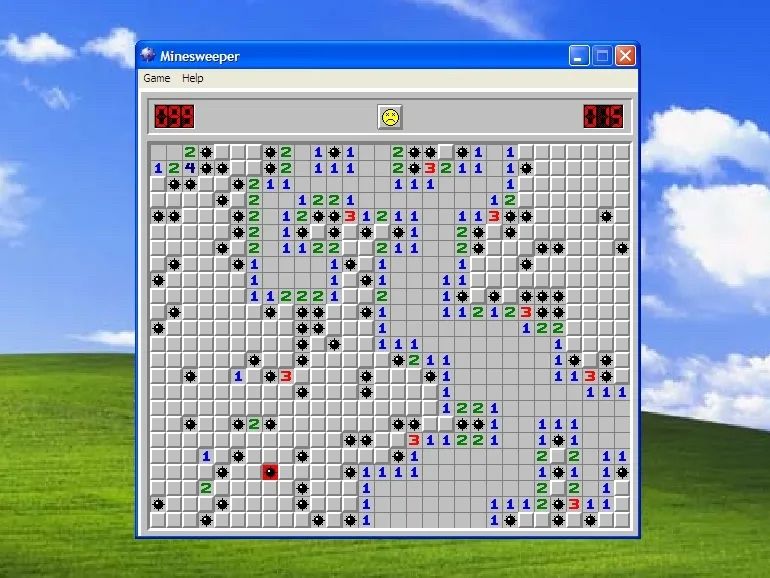 Large Minesweeper play area with several bombs exploding