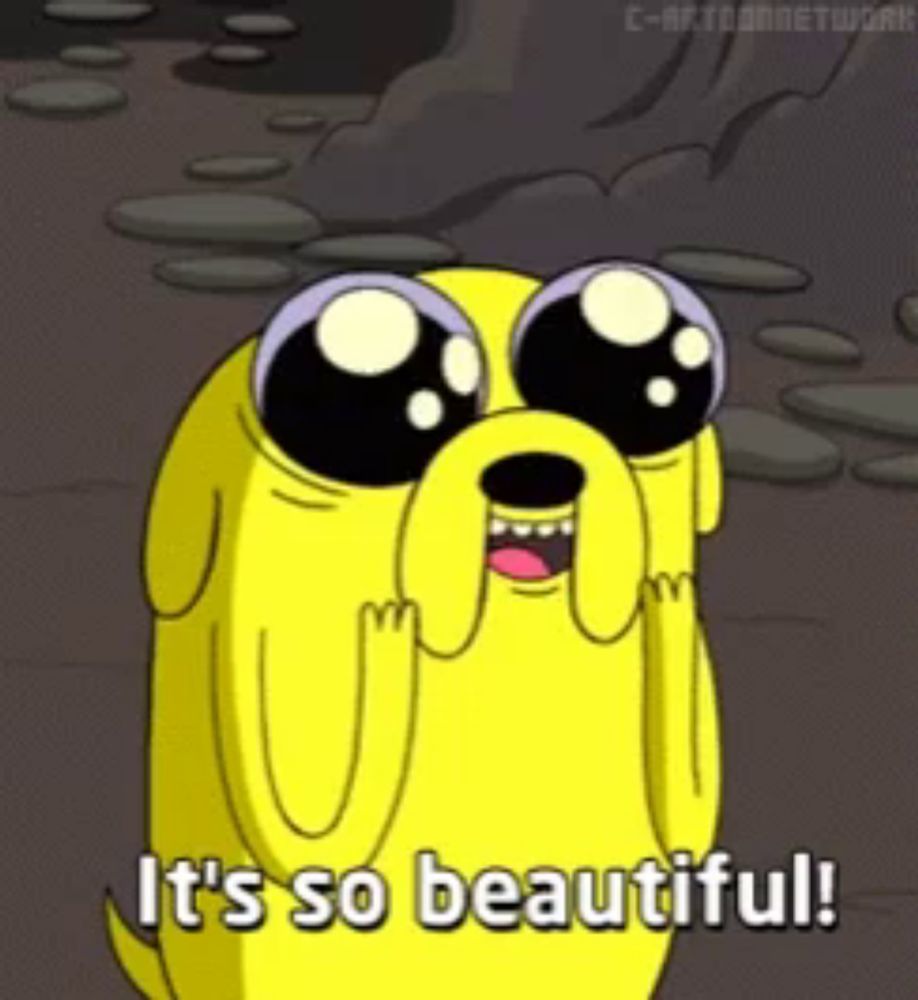 a cartoon character with big eyes says it 's so beautiful