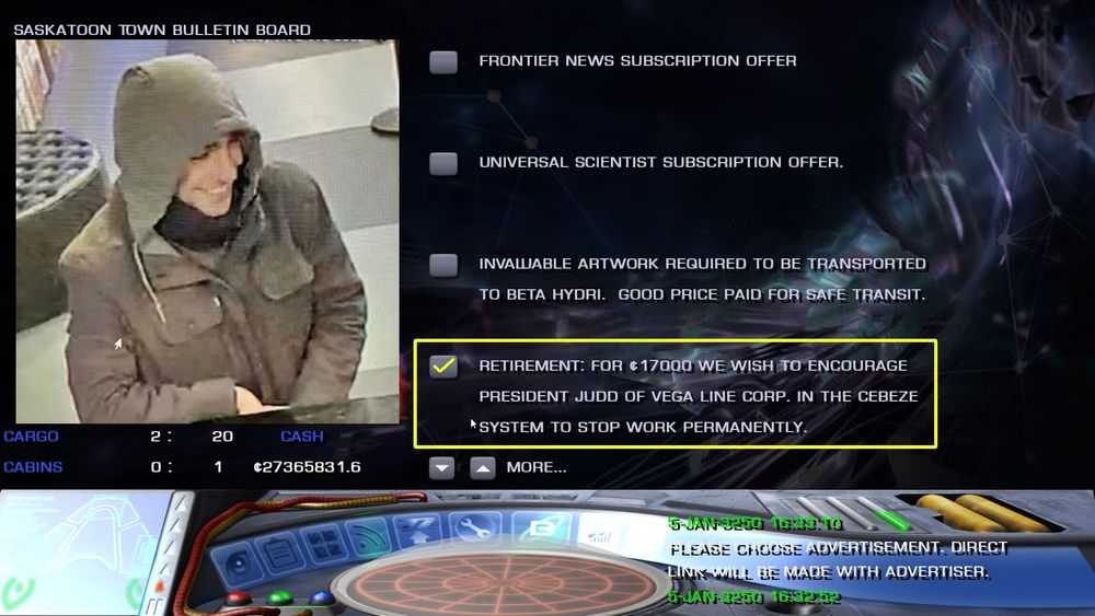 Retirement: For $17000 we wish to encourage President Judd of Vega Line Corp. in the Cebeze system to stop work permanently.