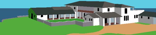 A pixelart sketch of the mansion in Robin's Nest, from the show Magnum P.I.