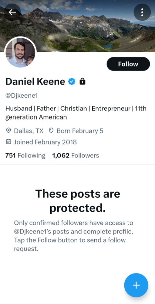 Screengrab of Daniel Keene's Twitter account - privatized