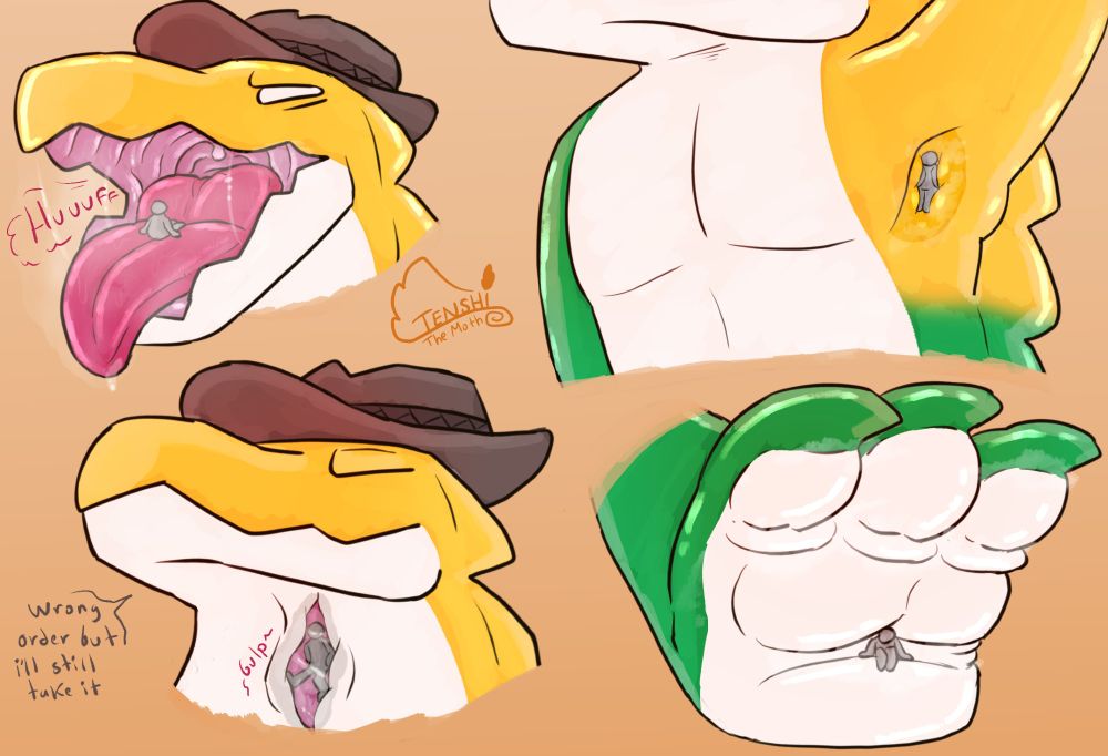 Just wanted to draw Gummigoo once more, even so more after that last digital circus episode

~ Gummigoo from The amazing digital circus Show ~

Tags: Gummigoo   gator   reptilian   male   gummy   the   amazing   digital   circus   mawshot   maw   tongue   drool   vore   paw   macro   micro   human   size   difference   armpit   stuffing   macrophilia   sole   feet  