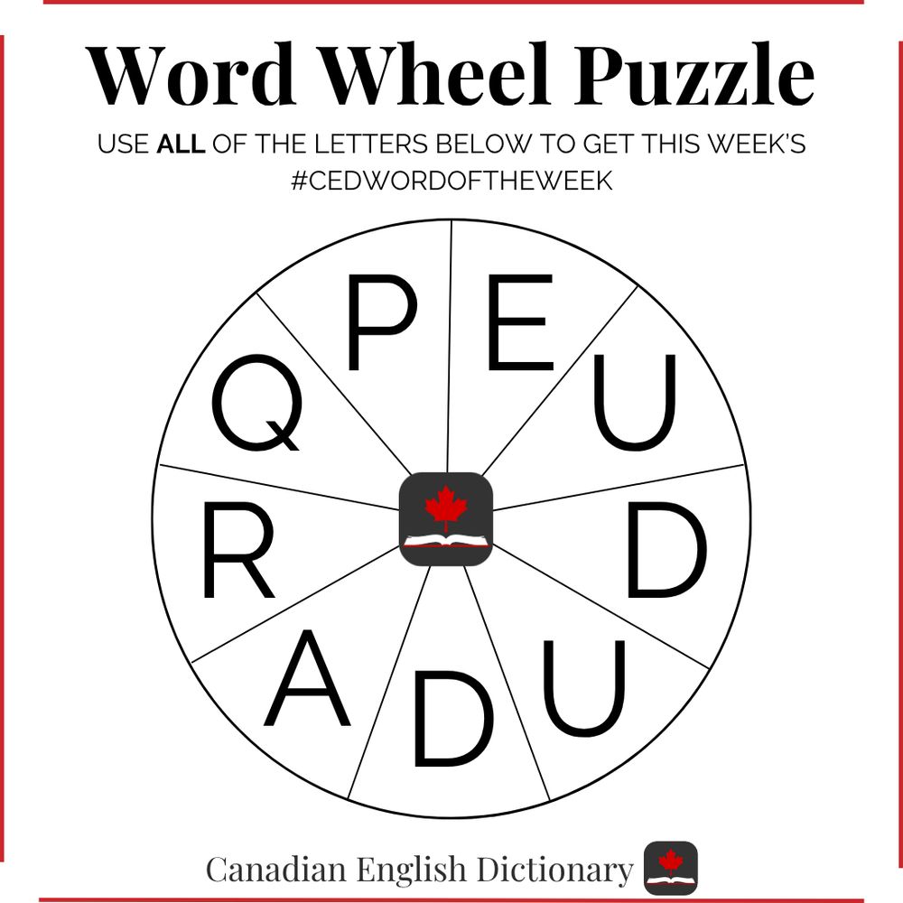 A word wheel puzzle with the following letters: P, E, U, D, U, D, A, R, Q.
