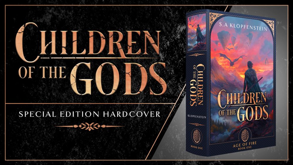 Campaign banner for Children of the Gods, a new dragon epic fantasy