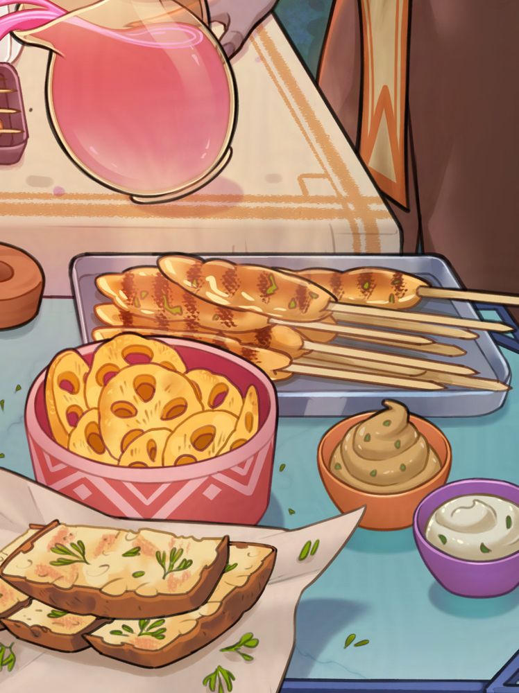 the images are drawings of the dishes mentioned above