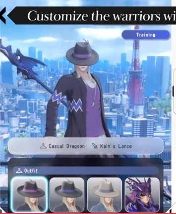 Screenshot of Kain Highwind in his new modern outfit, also from Dissidia Duellum.