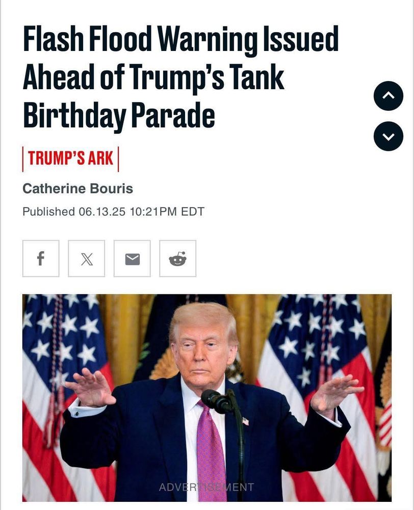 Screen shot that warns of possible flash floods at Trump's military parade. 