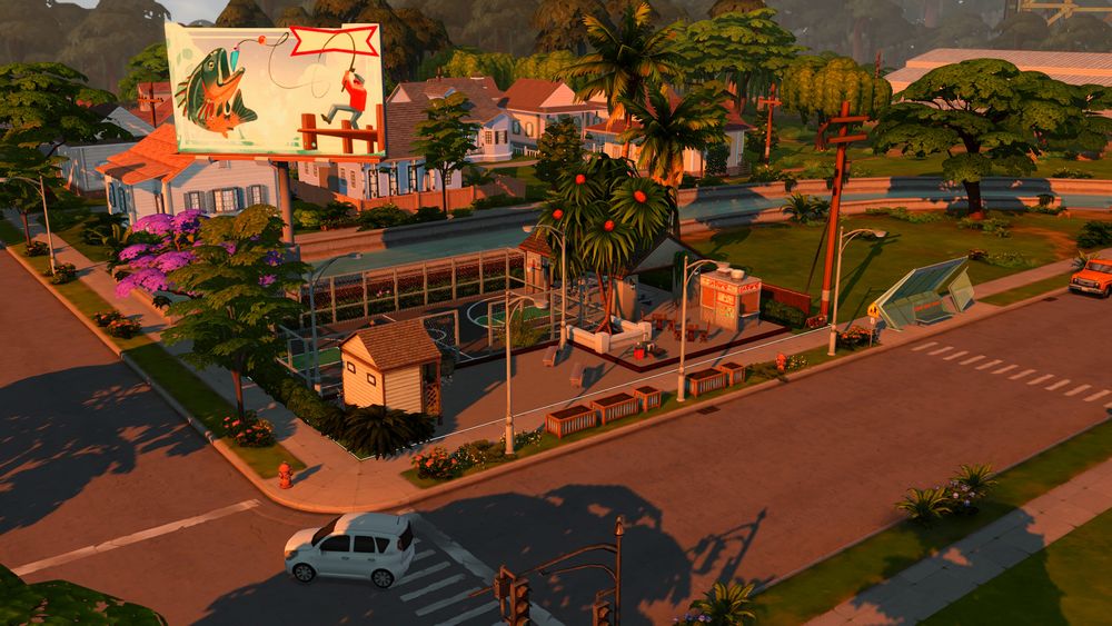 a basketball court in the foundry cove neighborhood of willow creek in the sims 4.