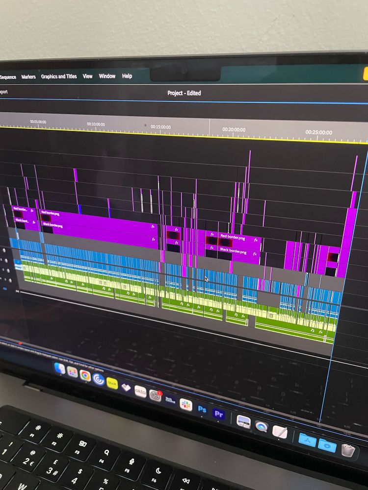 A finished edit timeline in Adobe Premiere.