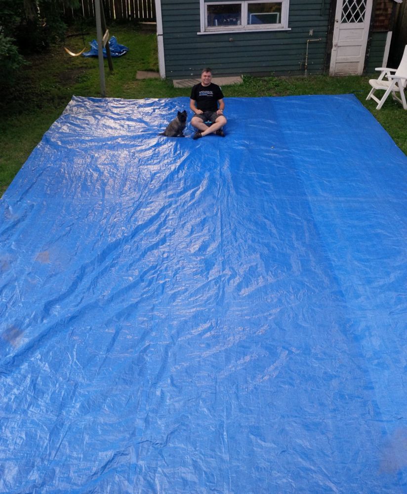 A really big tarp in preparation for Edmonton Folk Music Festival. Photo from 2014.