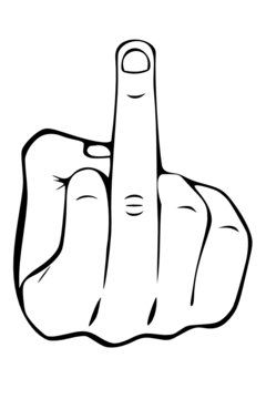 A fist with the middle finger pointing upwards.