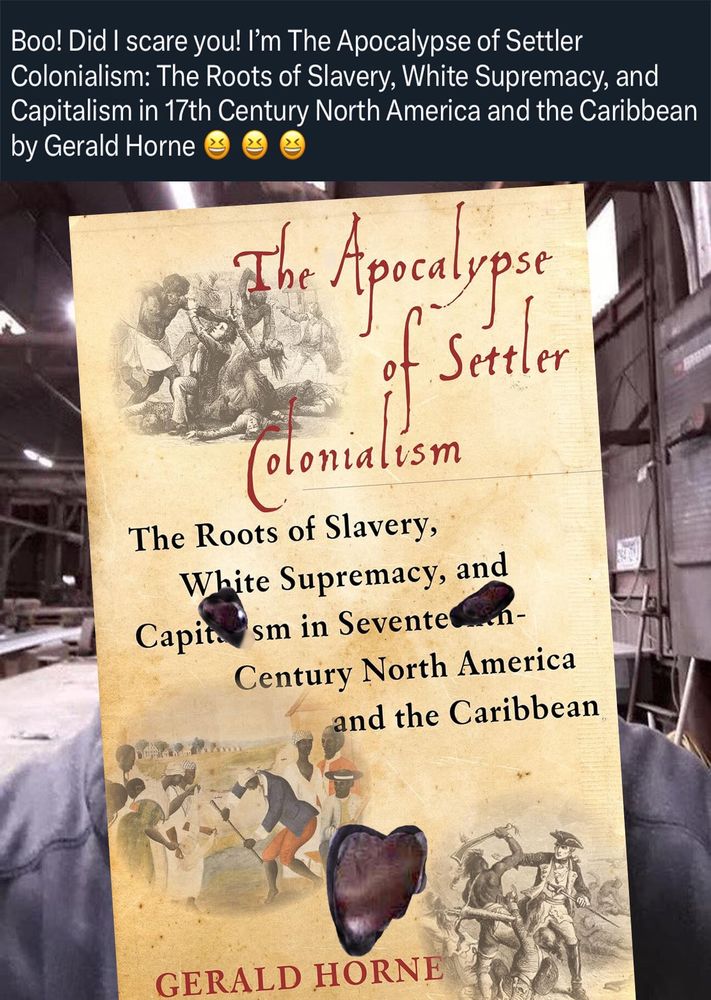 Same as above only featuring the book The Apocalypse of Settler Colonialism: The Roots of Slavery, White Supremacy, and Capitalism in 17th Century North America and the Caribbean by Gerald Horne