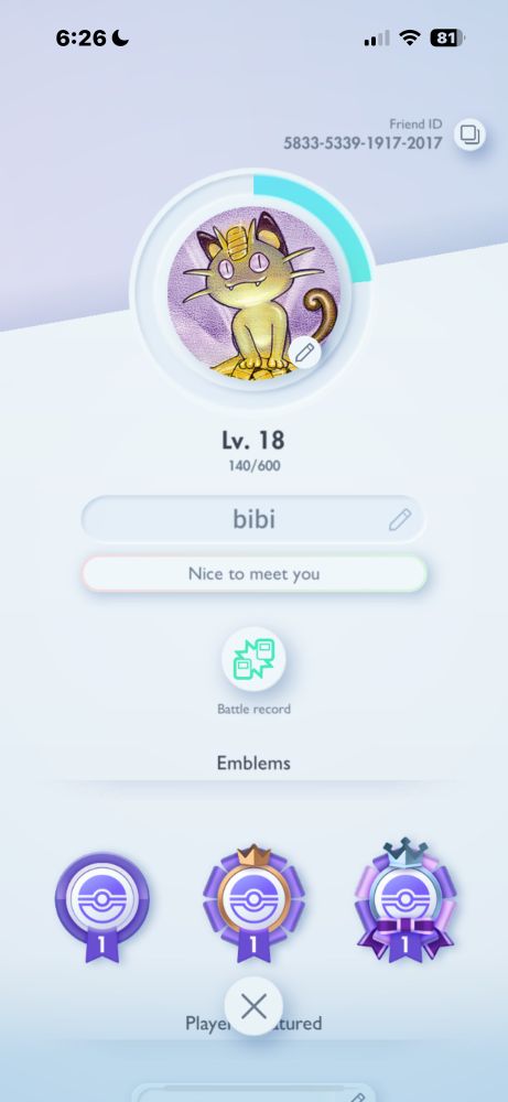 A profile screenshot from Pokemon TCG Pocket