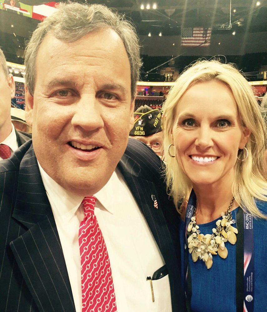 Deborah Weh Maestas poses for a selfie with Chris Christie at the 2016 Republican National Convention.