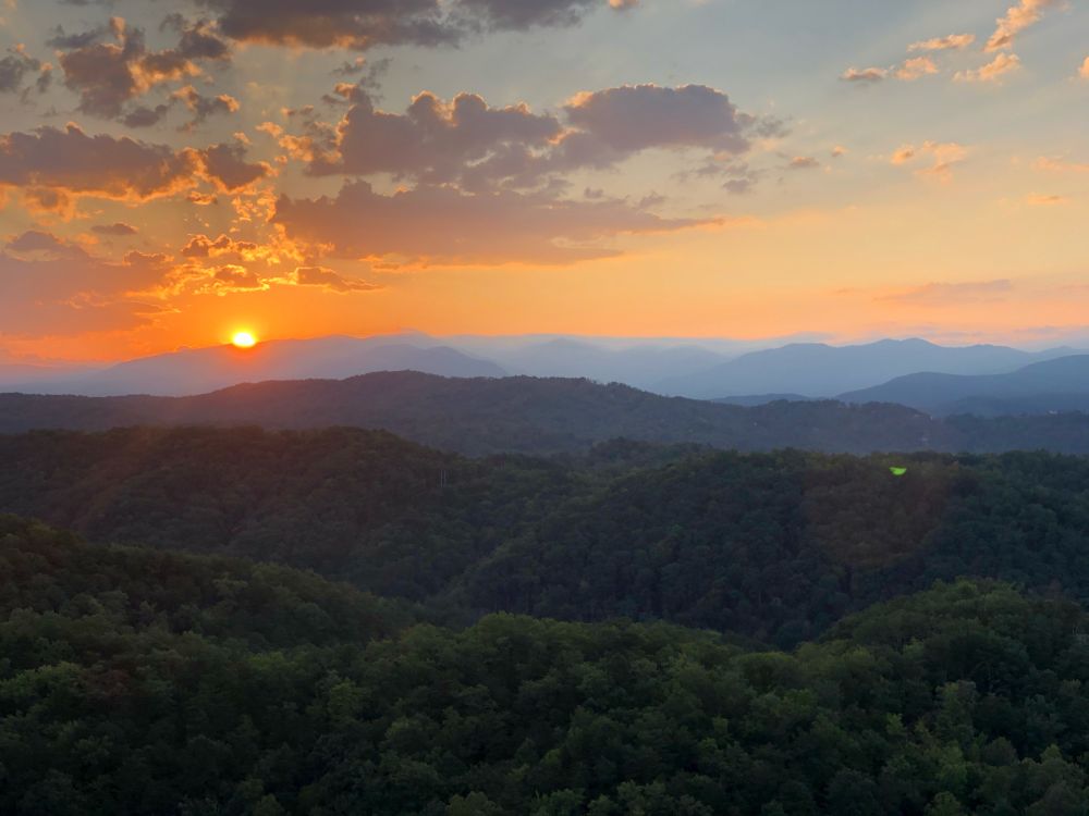 Glorious picture of the sun rising over the Smoky Mountains in East TN