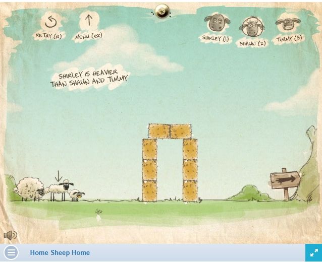 Screenshot from an online game called "home sheep home"