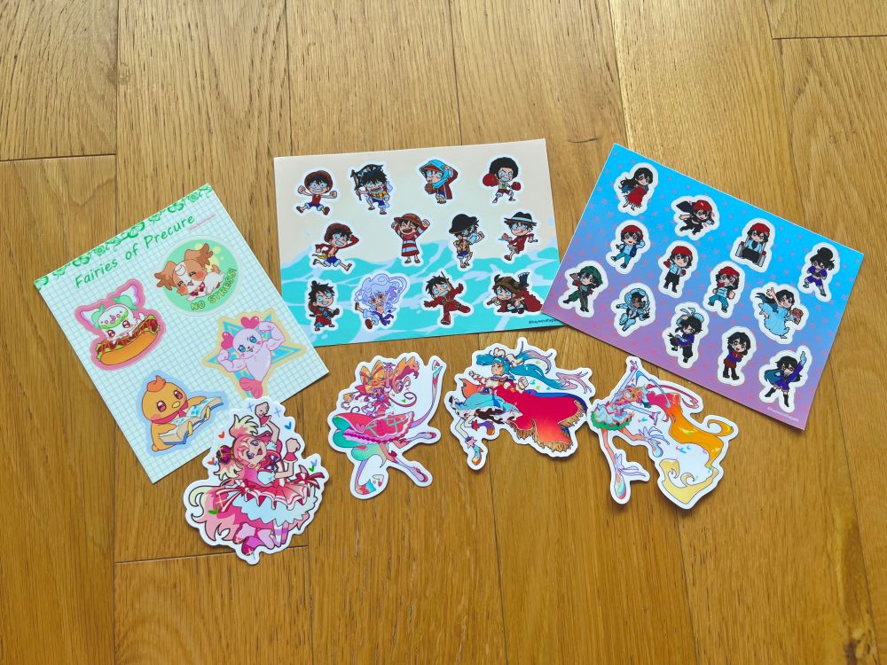 Three sticker sheets and four die cut stickers