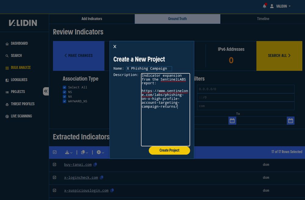 How to pivot of network indicators with Validin. 