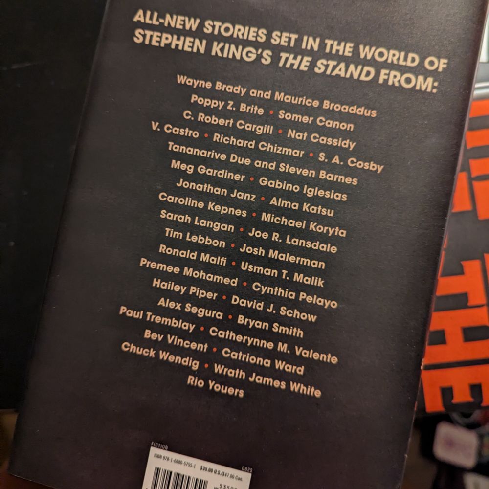 The list of contributing authors, which includes S.A. Cosby, Alma Katsu, Caroline Kepnes, Chuck Wendig, Usman T. Malik, Cynthia Pelayo, and many more