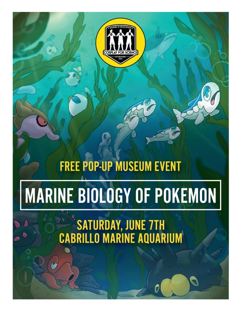 Illustration showing various water-type Pokemon in a kelp forest. 