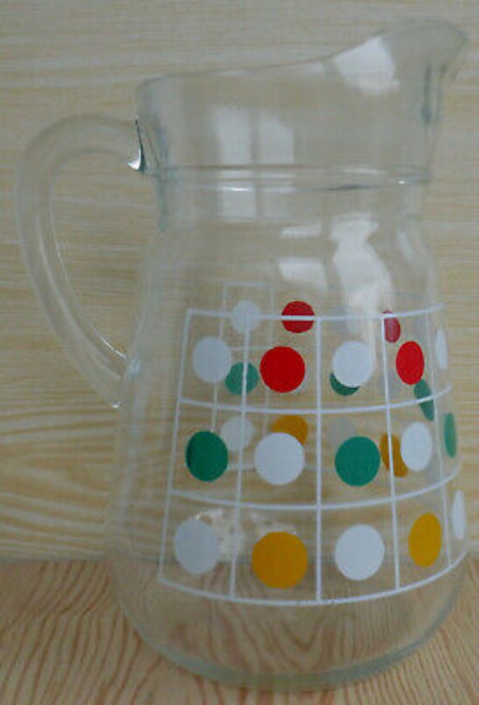 VINTAGE Glass Jug Polka Dots 2½ pint/1.5 Litre France Kitchenalia Retro 21 cm H  | eBay