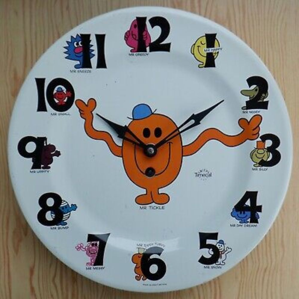 MR TICKLE SMITHS TIMECAL WALL CLOCK Tin Plate Manual Wind Up Vintage Tin Plate  | eBay