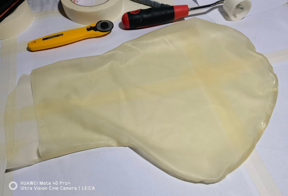 Half-finished latex breathplay hood made in 0.25mm transparent natural latex