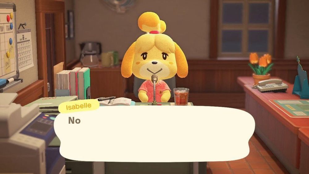Meme Isabelle animal crossing qui répond no
