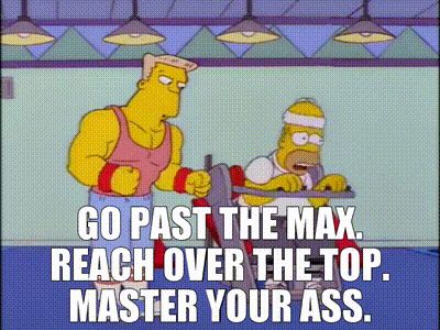 Rainier Luftwaffe shouts slogans at Homer Simpson as he works on a machine: 